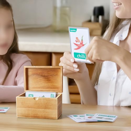 DRASTAR Index Card Holder, 3x5 Index Card Box, Wooden Index Card Organizer with 45 Dividers, Flashcard Notecard Holders for Home Office, Brown - Image 5