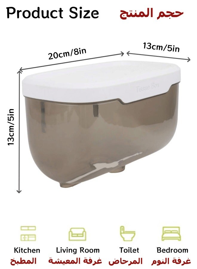 Tissue Box, Perforation-Free Tissue Dispenser Wall Mounted Toilet Paper Holder Drying Sheet Holder Tissue Holder Clear Tissue Storage Tissue Inverted Box,Clear Pink 8in Long, for Bathroom Kitchen Li - Image 2