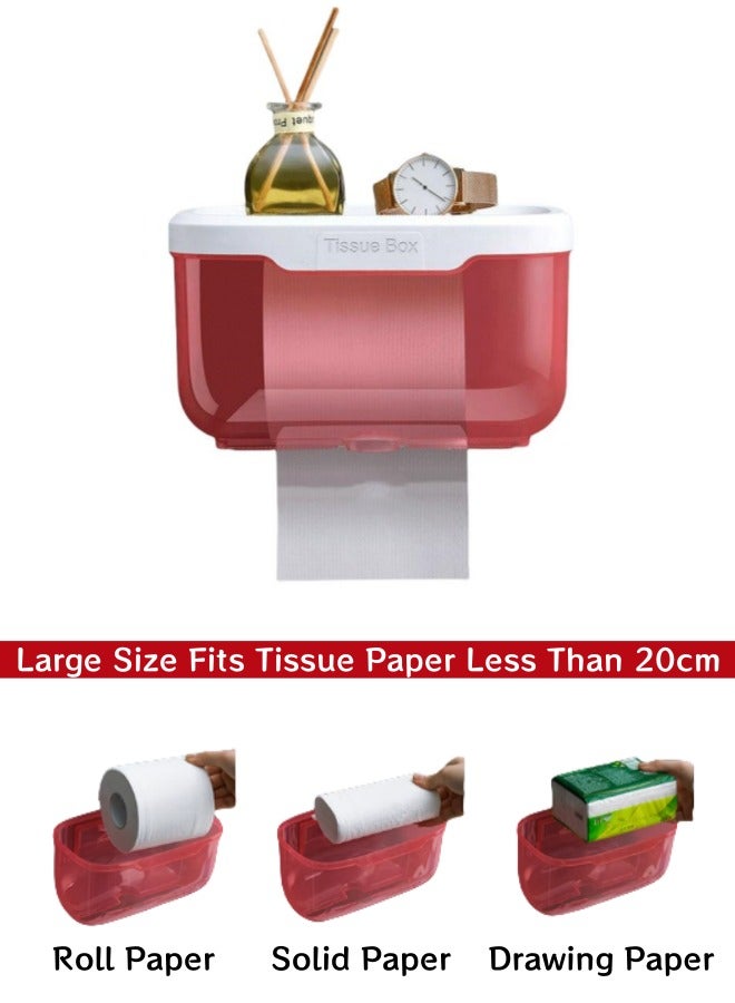 Tissue Box, Perforation-Free Tissue Dispenser Wall Mounted Toilet Paper Holder Drying Sheet Holder Tissue Holder Clear Tissue Storage Tissue Inverted Box,Clear Pink 8in Long, for Bathroom Kitchen Li - Image 5