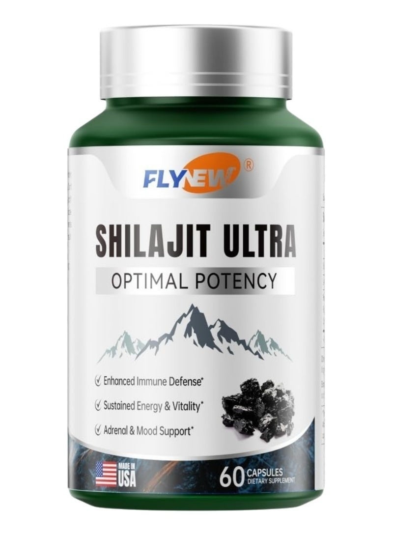 فلينو شيلاجيت للرجال للنساء، شيلاجيت مع حمض الفولفيك الطبيعي والأرجينين، شيلاجيت الهيمالايا لمزيد من الطاقة، القدرة على التحمل ودعم المناعة، غير معدل وراثيا، صنع في الولايات المتحدة الأمريكية، 60 كبسولات، - Image 1