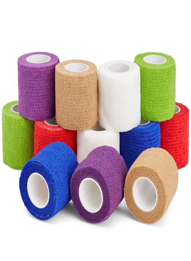 Juvale Stretch Vet Wrap - Self-Adherent Pet First Aid Tape - Secure Ankle Wrap & Wrist Support - Athletic Tape for Sports Use - Pack of 12, 2 in x 6 yd, 6 Colors - Image 1
