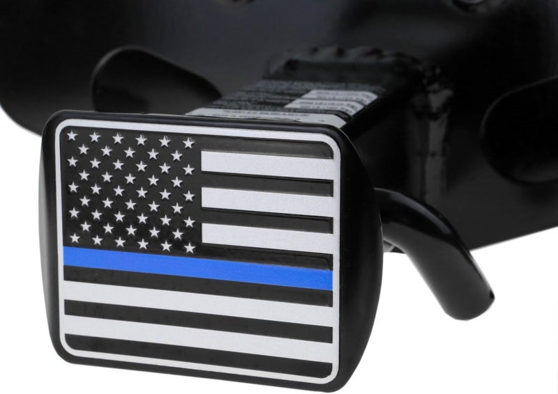 eVerHITCH USA American Flag Metal Hitch Cover (Fits 2" Receivers, Black & Chrome with Thin Blue line) - Image 5