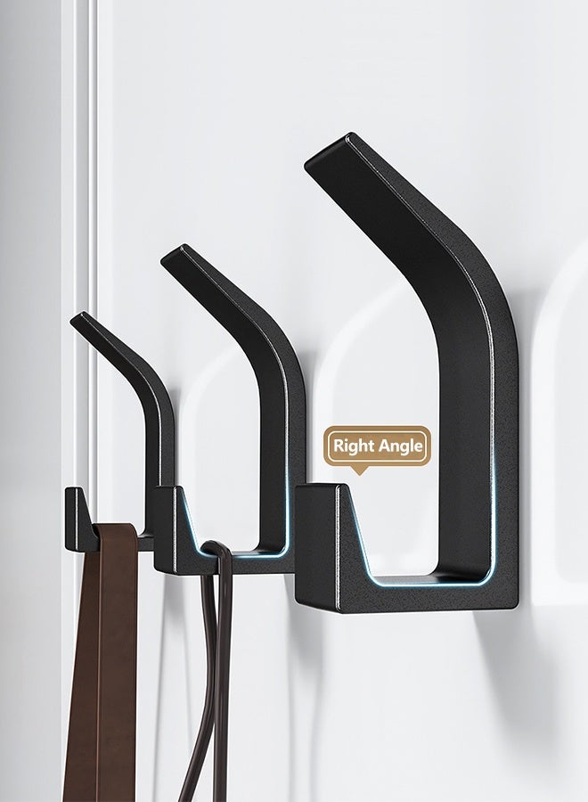 5 Pack Wall Hooks for Coat and Towel, Adhesive Door Hanger Stick on, Towel Hooks For Bathrooms,Shower Hooks for Wall,Door Hooks Hanging Towel, Kitchen Hook (Black) - Image 3