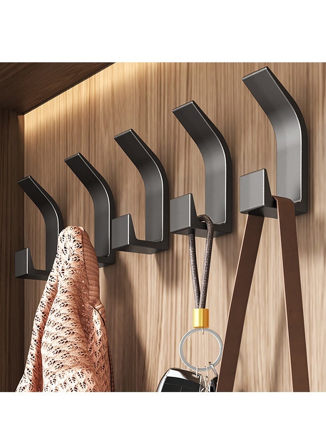 5 Pack Wall Hooks for Coat and Towel, Adhesive Door Hanger Stick on, Towel Hooks For Bathrooms,Shower Hooks for Wall,Door Hooks Hanging Towel, Kitchen Hook (Black) - Image 1