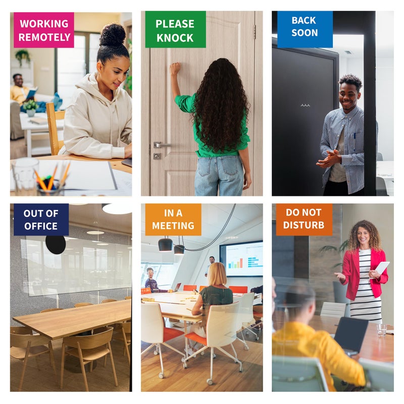 EliteSign Office Door Signs -6 Options Do Not Disturb, In A Meeting, Out Of Office, Working Remotely, Back Soon Please Knock,Privacy Door Slider Sign for Meeting & Conference Room Brushed Gold - Image 4