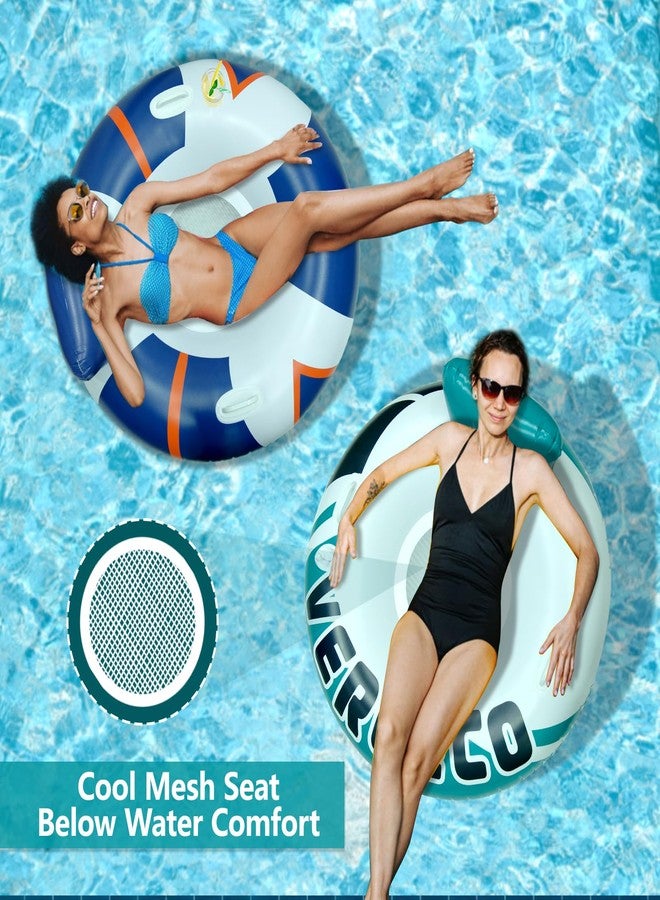 Verceco 2 Packs Inflatable Pool Floats Adult Tube Floaties for Floating Pool Chair Float Lounger Floats Raft with Cup Holder - Image 2