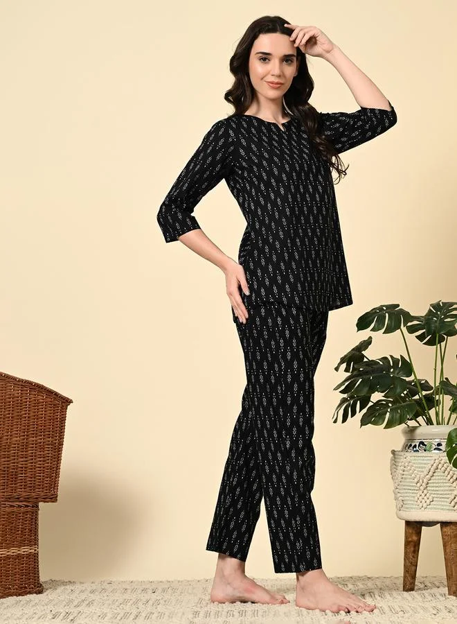 Take Two Women Cotton Printed Top and Pyjama Set By ICHAA