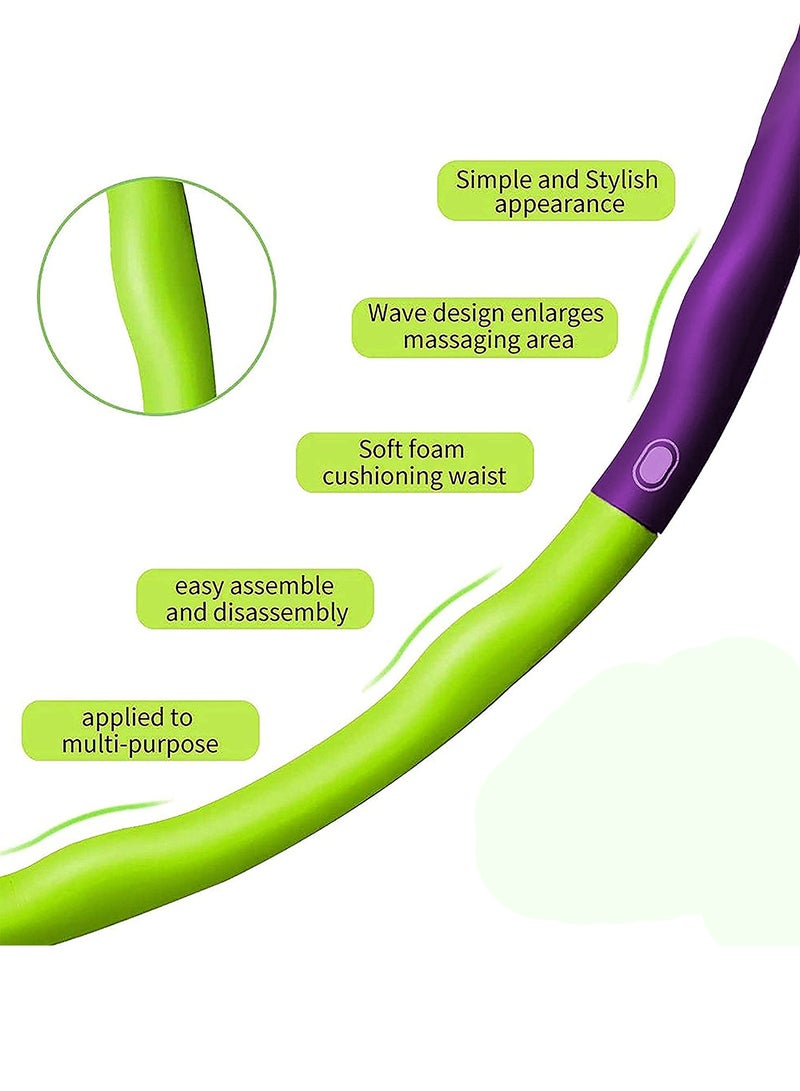 تايمي طوق هولا هوب من 8 أقسام قابلة للفك، حلقة هولا هوب للبالغين قابلة للتعديل لفقدان الوزن بتصميم مموج ومبطنة بفوم ناعم - أرجواني/أخضر - Image 2