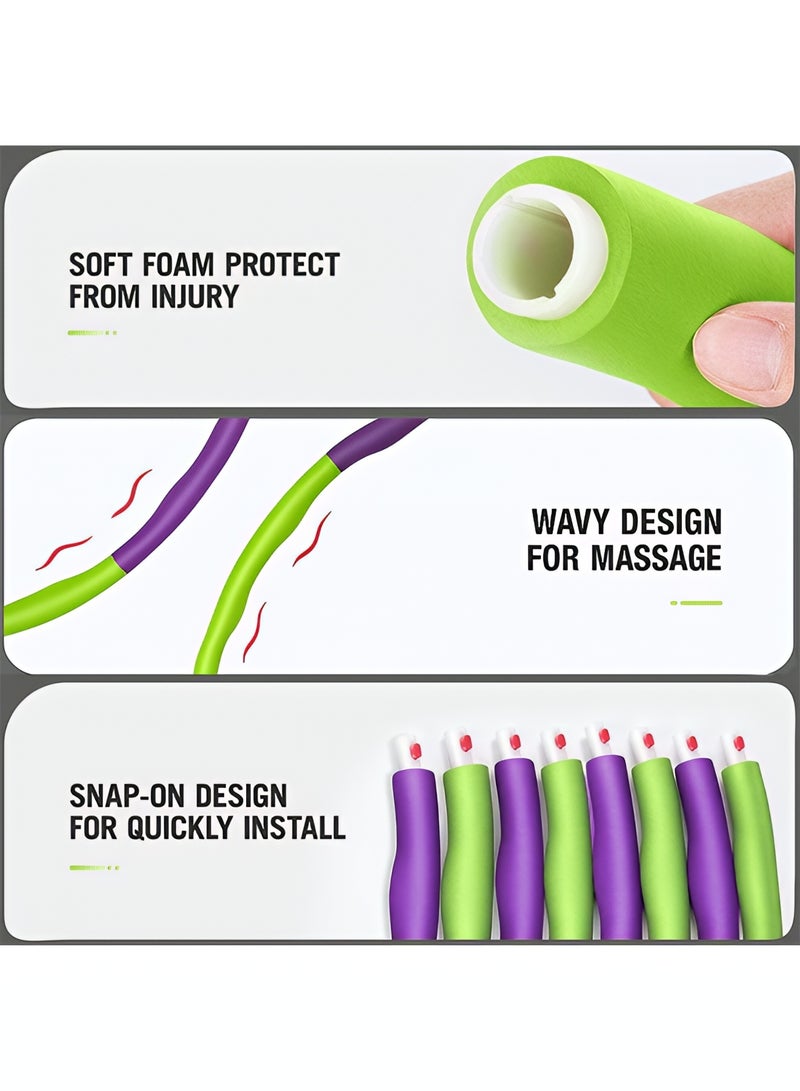 تايمي طوق هولا هوب من 8 أقسام قابلة للفك، حلقة هولا هوب للبالغين قابلة للتعديل لفقدان الوزن بتصميم مموج ومبطنة بفوم ناعم - أرجواني/أخضر - Image 3