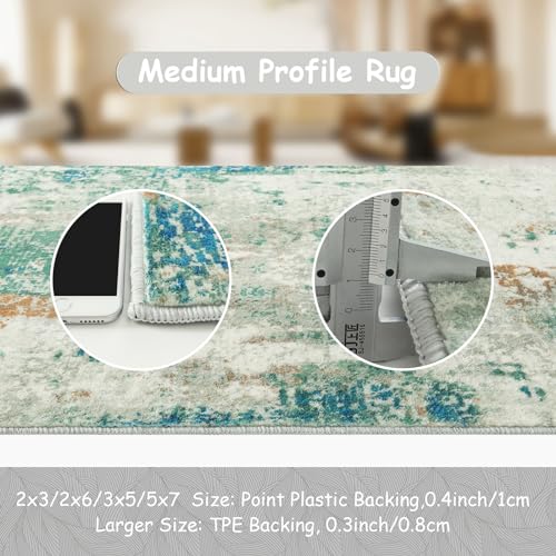 La Home Lahome Modern Abstract Runner Rug with Rubber Backing - 2x6 Washable Rug Runners for Hallways Non Slip, 6 Ft Long Accent Carpet for Bathroom Kitchen Bedroom Entryway,Green/Grey - Image 5