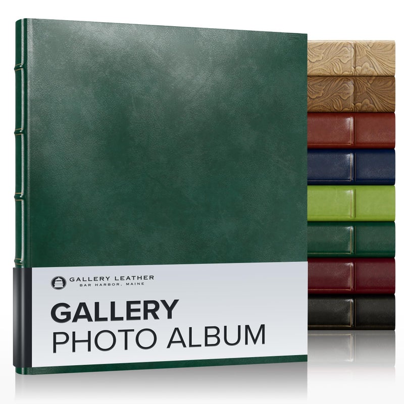 Gallery Leather Photo Album 4x6  3 Ring Binder Photo Album 60 Pages for 120 Photos Fillable Can Fit 8x10 and 5x7 Photos Handcrafted  Acadia Green  1175 x 105  Gallery - Image 1
