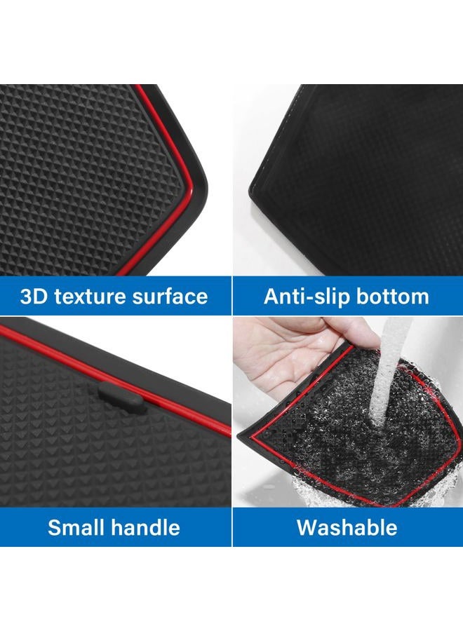KENTUTO for Chevy Trax Accessories 2024 (LS,1RS,LT,2RS,ACTIV) for Chevrolet Trax Accessories Premium Custom Fit Cup Holder Insert Center Console Liners Door Slot Rubber Pad Mat (14 Pcs, Red Trim) - Image 4
