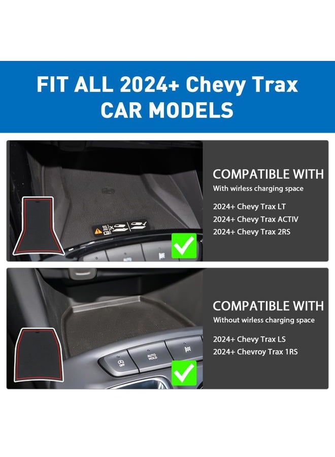 KENTUTO for Chevy Trax Accessories 2024 (LS,1RS,LT,2RS,ACTIV) for Chevrolet Trax Accessories Premium Custom Fit Cup Holder Insert Center Console Liners Door Slot Rubber Pad Mat (14 Pcs, Red Trim) - Image 2