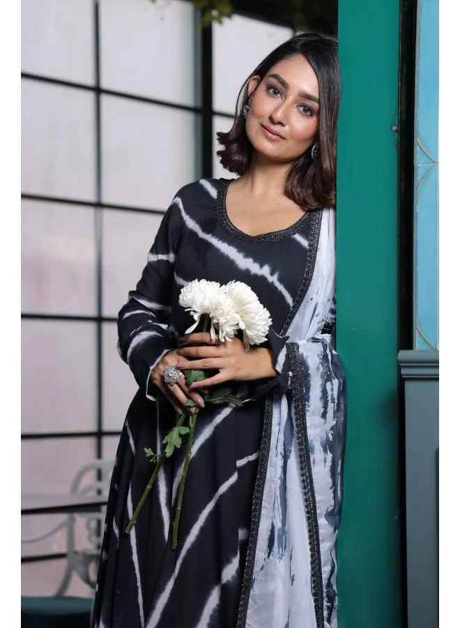 AKS AKS Couture Women Leheriya Dyed Regular Pure Cotton Kurta Trousers With Dupatta