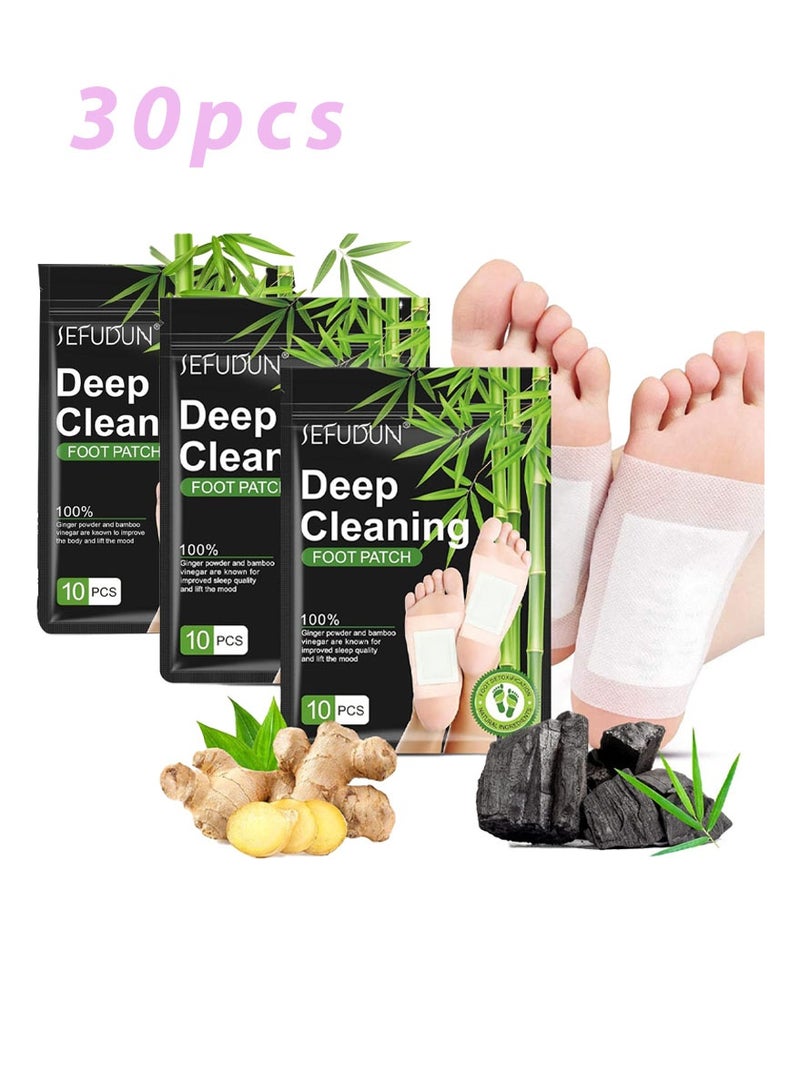 Sefudun 30pcs Natural Detox Foot Care Patches, Deep Cleansing Herbal Bamboo Wormwood Ginger, Detox Foot Patch - Image 1