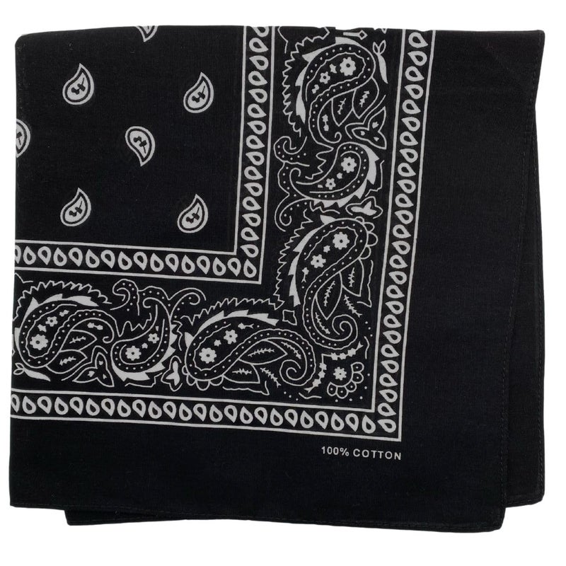 MDSTYLE 100% Cotton Bandana for Men & Women 22" x 22" Paisely Pattern Handkerchief Headband Scarf Dog (Black) - Image 2