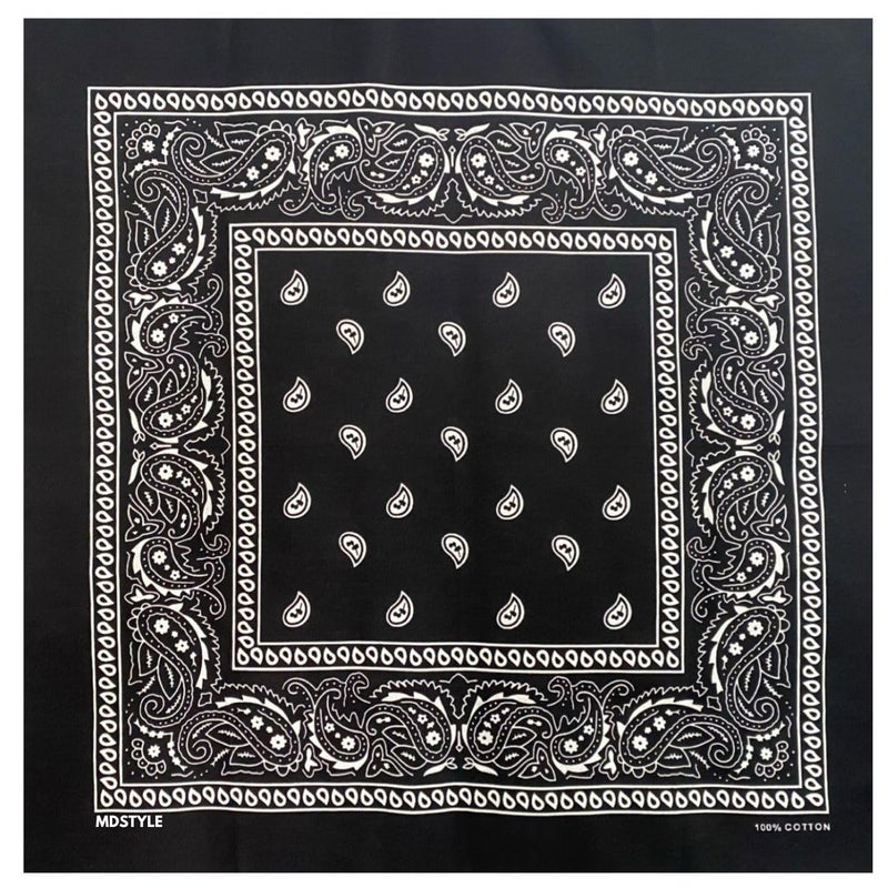 MDSTYLE 100% Cotton Bandana for Men & Women 22" x 22" Paisely Pattern Handkerchief Headband Scarf Dog (Black) - Image 3