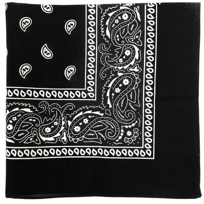 MDSTYLE 100% Cotton Bandana for Men & Women 22" x 22" Paisely Pattern Handkerchief Headband Scarf Dog (Black) - Image 1