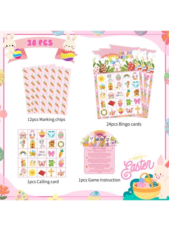 FRUITFUL PARTY 38pcs Easter Bingo Game for Easter Party Decorations, Easter Bingo Set Including Easter Day Bingo Game Easter Bunny Bingo Cards Spring Themed Bingo Craft Cards for Happy Easter Day Party Games - Image 3