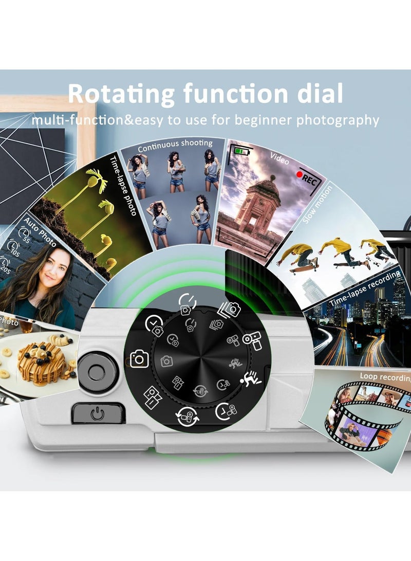 5K Vlogging Camera with 18X Zoom and 64GB TF Card - White, 75MP Point and Shoot Digital Camera for Kids Boys Girls - Perfect Gift - Image 3