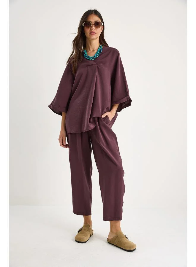 جينجر طقم بلوزة وبنطلون بقصة مريحة