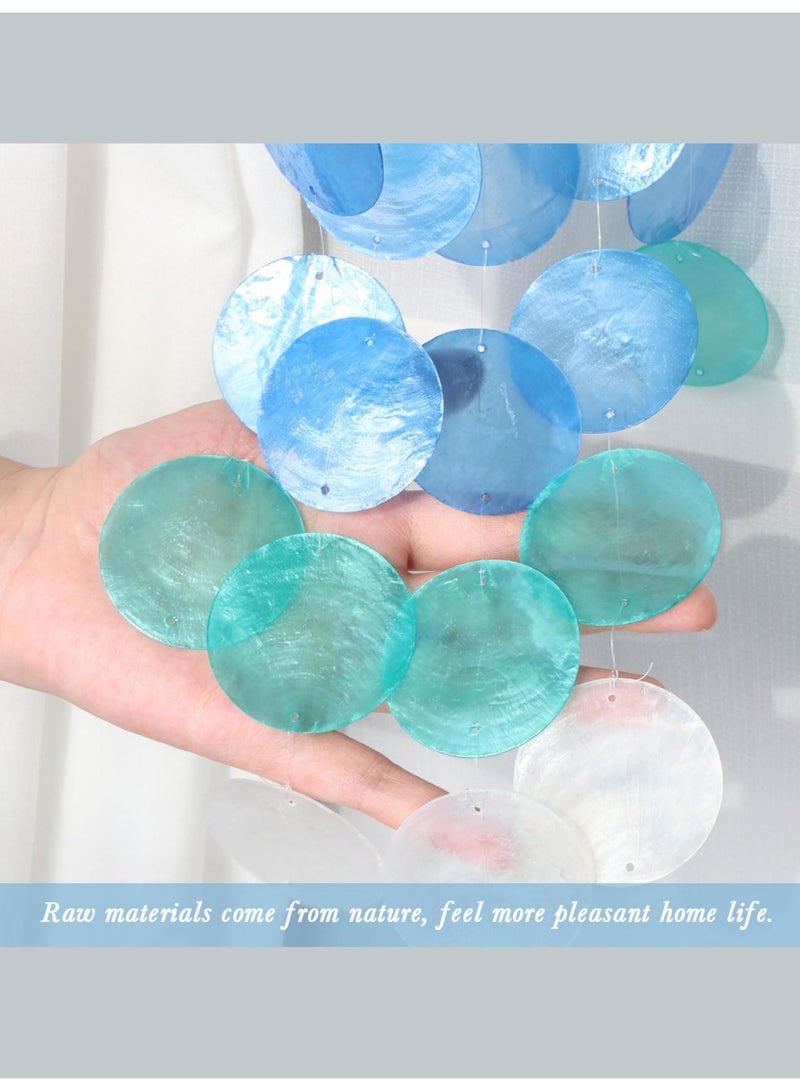 بي إس أجراس رياح كابيز فريدة | ماسك أحلام قمري صغير جميل للخارج | شلالات صوتية هادئة مصنوعة يدويًا | أجراس رياح معلقة على الشاطئ والساحل والمحيط | لحديقة الفناء الصيفية (أزرق) - Image 4