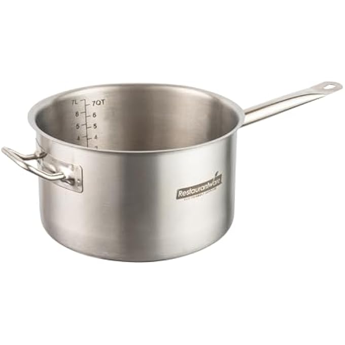 ريستورنت وير مقلاة صلصة Met Lux سعة 75 كوارت تعمل بالحث الحراري، وعاء عميق واسع، غطاء بمقبض واحد، يباع منفصلاً، وعاء طهي من الفولاذ المقاوم للصدأ بلمسة نهائية من MirrorFinish لطهي الطعام وسلقه - Image 1