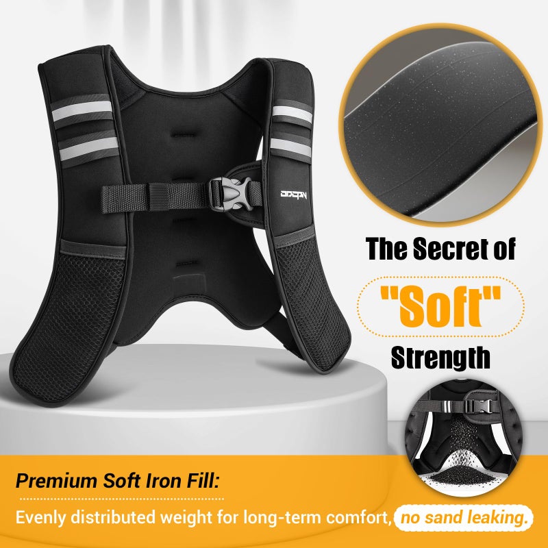 ODCPN Weighted Vest for Women & Men, 10lb Ultra Thin Soft Iron Weighted Vest with Reflective Strips & Adjustable Buckle Straps, Slim Weight Vest for Walking, Running, Strength Training & Weight Loss Workout - Image 3