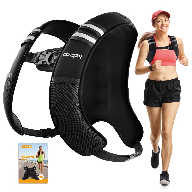 ODCPN Weighted Vest for Women & Men, 10lb Ultra Thin Soft Iron Weighted Vest with Reflective Strips & Adjustable Buckle Straps, Slim Weight Vest for Walking, Running, Strength Training & Weight Loss Workout - Image 1