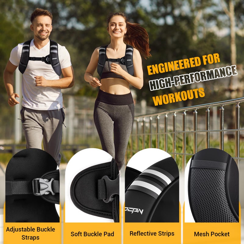 ODCPN Weighted Vest for Women & Men, 10lb Ultra Thin Soft Iron Weighted Vest with Reflective Strips & Adjustable Buckle Straps, Slim Weight Vest for Walking, Running, Strength Training & Weight Loss Workout - Image 4