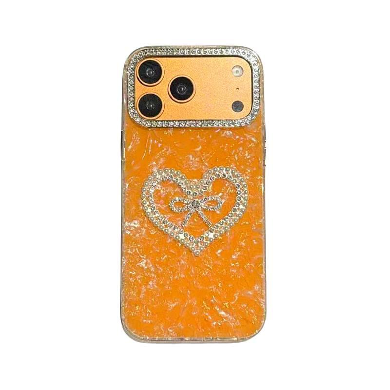 PC Protective Case for iPhone 17 / 17 Air / 17 Pro / 17 Pro Max with Drop Protection and Electroplated Rhinestone plus Shockproof plus Bow Design plus Heart Pattern in White - Image 5