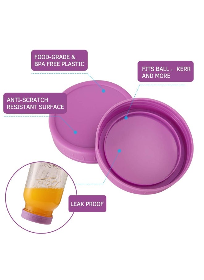Aozita Wide Mouth Jar Lids 8 Pack For Ball Kerr And More - Colored Plastic Storage Caps For Canning Jars - Leak-proof  - Image 4