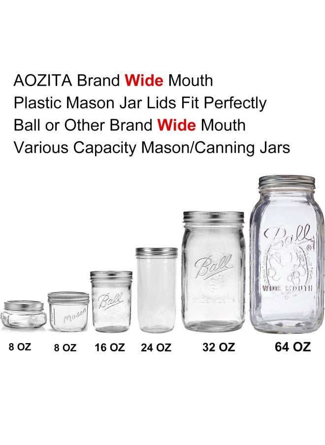 Aozita Wide Mouth Jar Lids 8 Pack For Ball Kerr And More - Colored Plastic Storage Caps For Canning Jars - Leak-proof  - Image 2