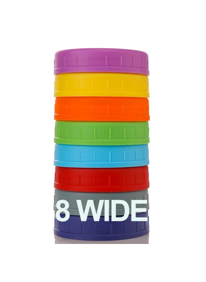 Aozita Wide Mouth Jar Lids 8 Pack For Ball Kerr And More - Colored Plastic Storage Caps For Canning Jars - Leak-proof  - Image 1