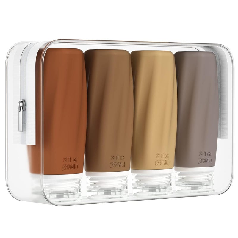 Morfone Travel Bottles for Toiletries, 3oz Tsa Approved Travel Size Containers Leak Proof Squeezable Travel Accessories Refillable for Shampoo Conditioner Lotion Liquids(Brown) - Image 1