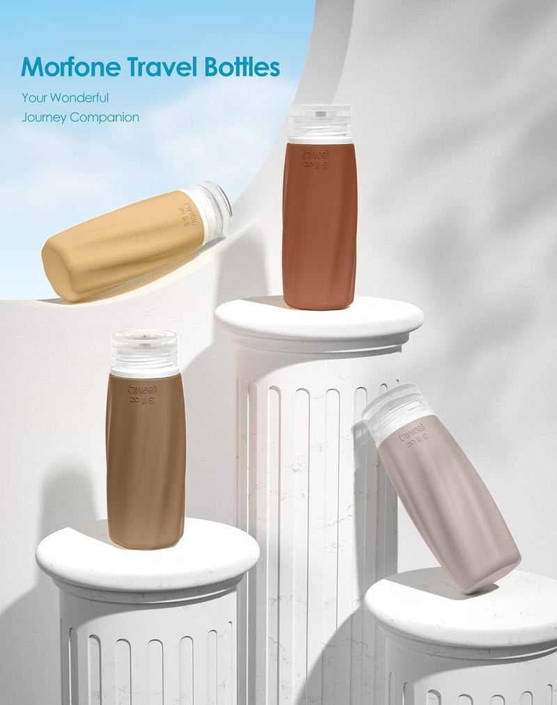 Morfone Travel Bottles for Toiletries, 3oz Tsa Approved Travel Size Containers Leak Proof Squeezable Travel Accessories Refillable for Shampoo Conditioner Lotion Liquids(Brown) - Image 3