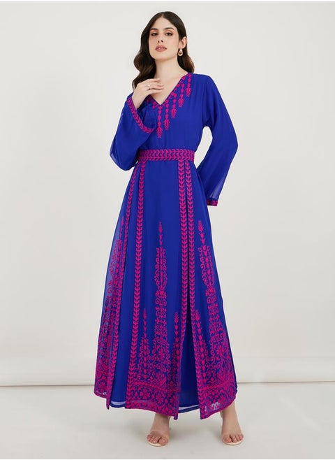 Georgette Kaftan with Cross-Stitch Threadwork by Styli