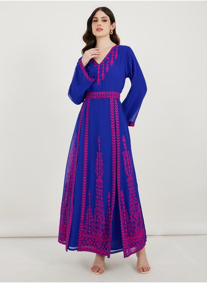Maxim Creation - Georgette Kaftan with Cross-Stitch Threadwork by Styli - Image 1
