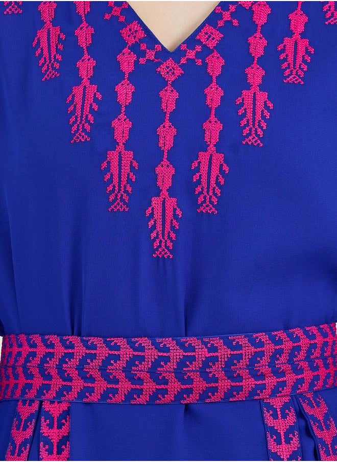 Maxim Creation - Georgette Kaftan with Cross-Stitch Threadwork by Styli - Image 1