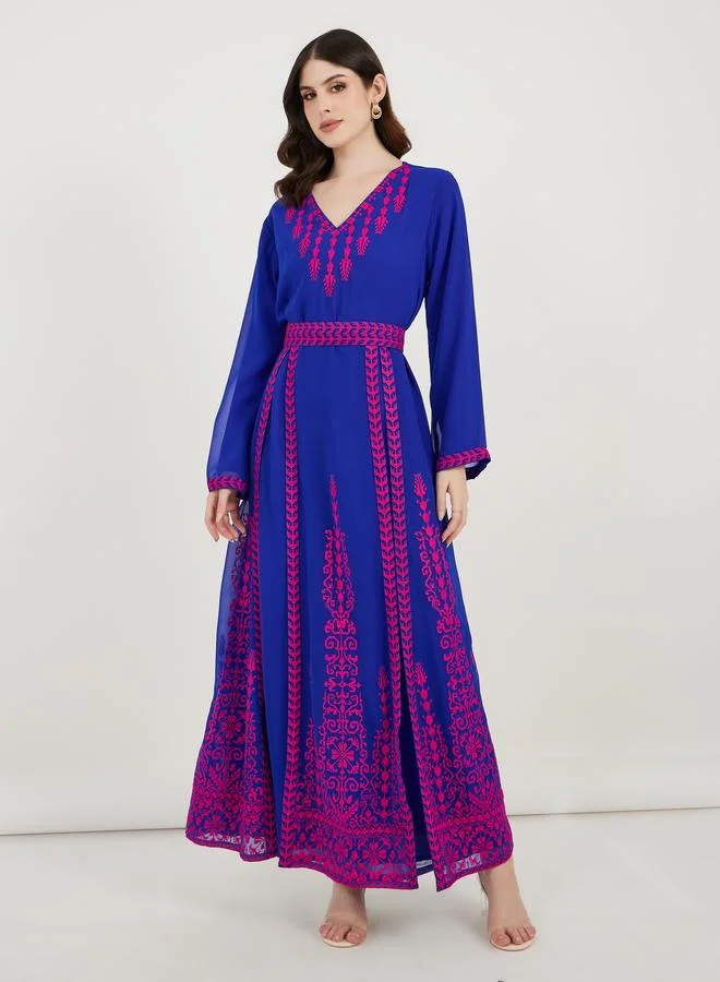 Maxim Creation  Georgette Kaftan with Cross-Stitch Threadwork for Women | Best Price UAE