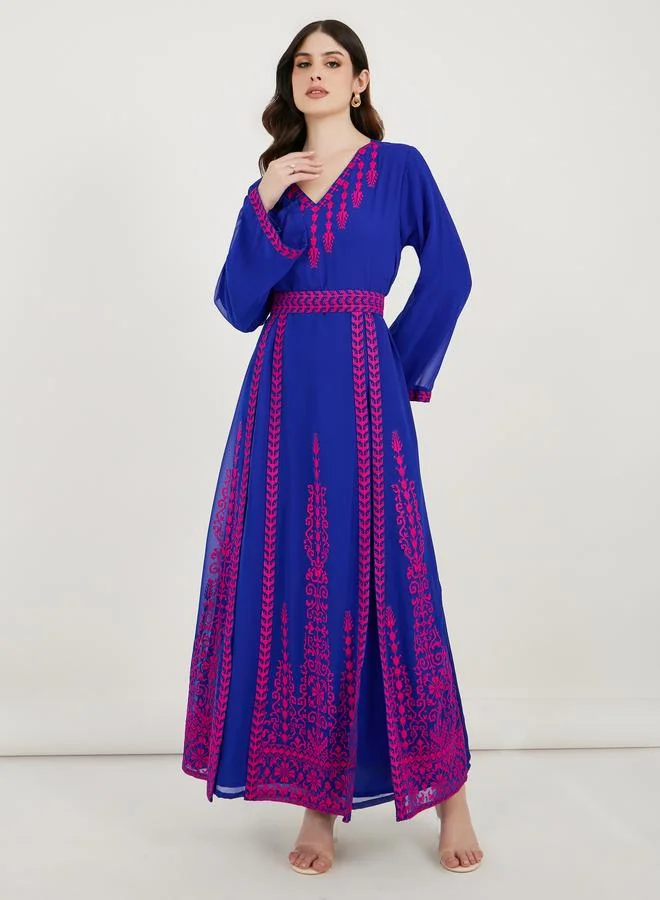 Maxim Creation Georgette Kaftan with Cross-Stitch Threadwork