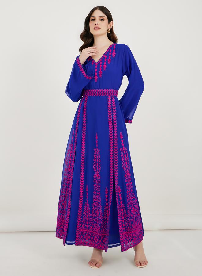 Maxim Creation Georgette Kaftan with Cross-Stitch Threadwork - Image 1