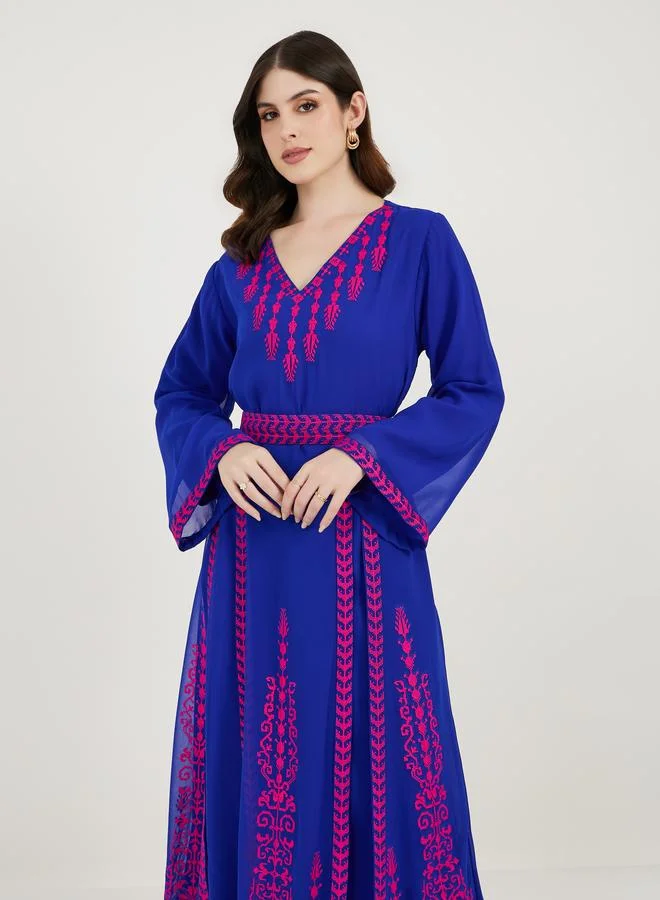 Maxim Creation  Georgette Kaftan with Cross-Stitch Threadwork for Women | Best Price UAE