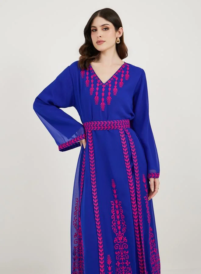 Maxim Creation Georgette Kaftan with Cross-Stitch Threadwork