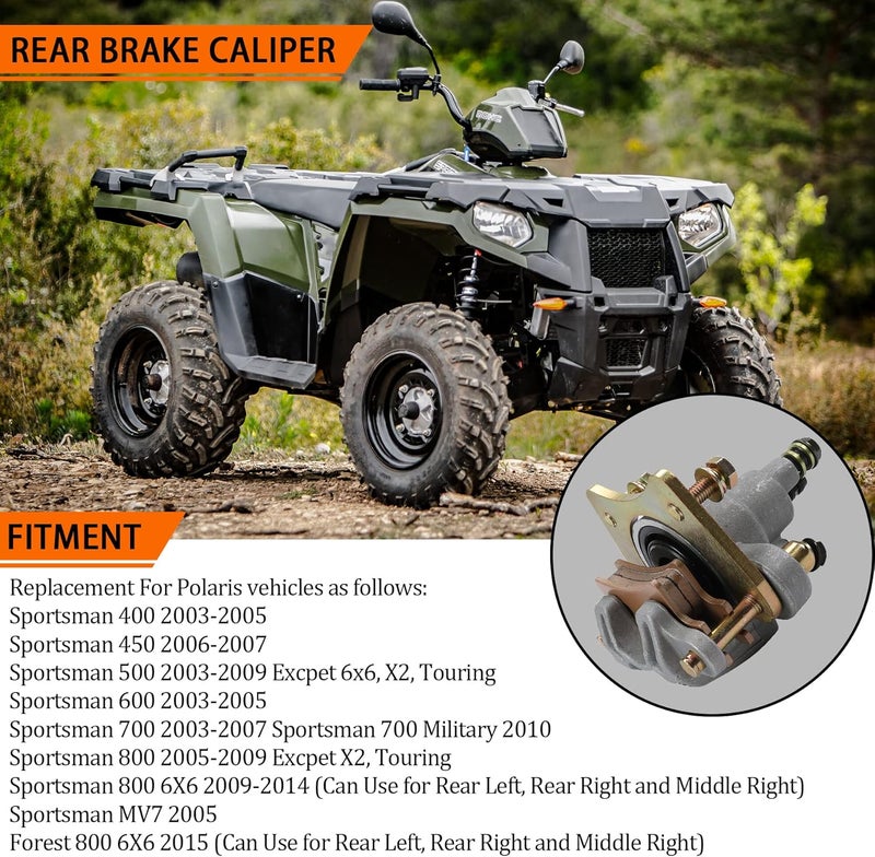 JDMSPEED New Rear Brake Caliper Replacement For Polaris Sportsman 400 450 500 600 700 800 With Pads - Image 3