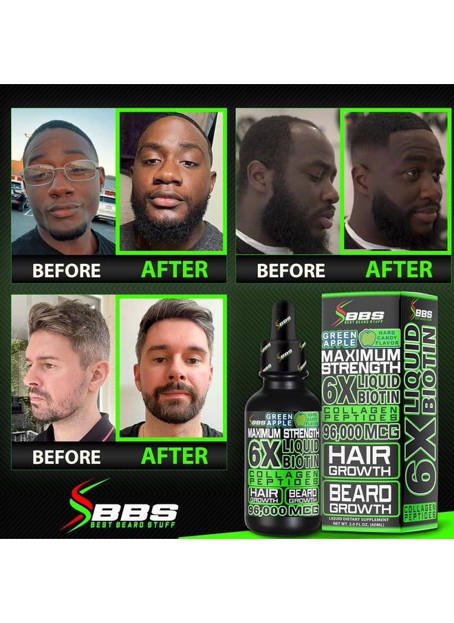 BBS BEST BEARD STUFF MAXIMUM STRENGTH Biotin 96,000mcg Collagen Peptides LIQUID Collagen for Men Hair Growth & Beard Growth Supplement with 6X More Absorption vs Competitor Vitamins, Serum, or Pills (2 OZ) made by BBS USA  - Image 4