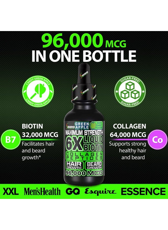 BBS BEST BEARD STUFF MAXIMUM STRENGTH Biotin 96,000mcg Collagen Peptides LIQUID Collagen for Men Hair Growth & Beard Growth Supplement with 6X More Absorption vs Competitor Vitamins, Serum, or Pills (2 OZ) made by BBS USA  - Image 2