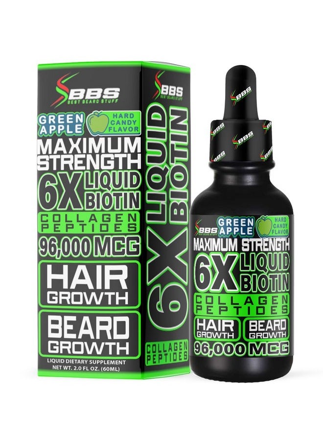BBS BEST BEARD STUFF MAXIMUM STRENGTH Biotin 96,000mcg Collagen Peptides LIQUID Collagen for Men Hair Growth & Beard Growth Supplement with 6X More Absorption vs Competitor Vitamins, Serum, or Pills (2 OZ) made by BBS USA  - Image 1