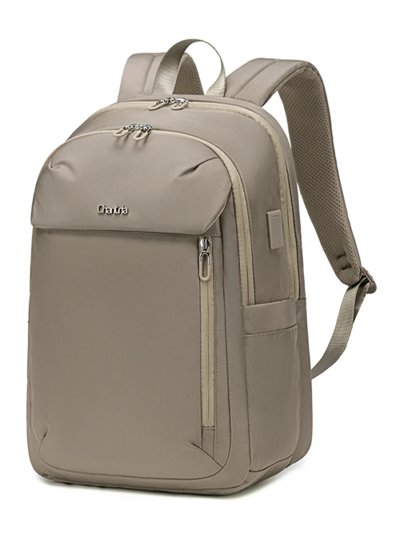 شانتريا حقيبة ظهر لابتوب خفيفة الوزن للنساء مقاومة للماء متعددة الوظائف مضادة للسرقة بمنفذ  مدمج - كاكي