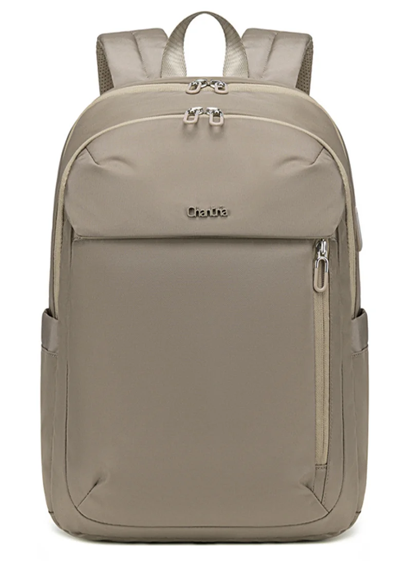 شانتريا حقيبة ظهر لابتوب خفيفة الوزن للنساء مقاومة للماء متعددة الوظائف مضادة للسرقة بمنفذ  مدمج - كاكي